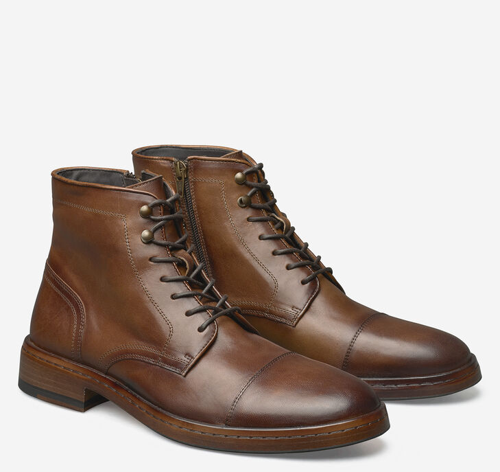 Johnston & Murphy Langley Cap Toe Zip Snörning Kängor Herr - Bruna Stövlar [YL9105486]